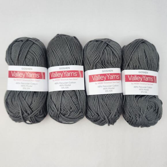 4 Valley Yarns Goshen Steel Grey 0026, 92 Yards 50 g. Cotton Modal Silk NWT - Picture 1 of 6